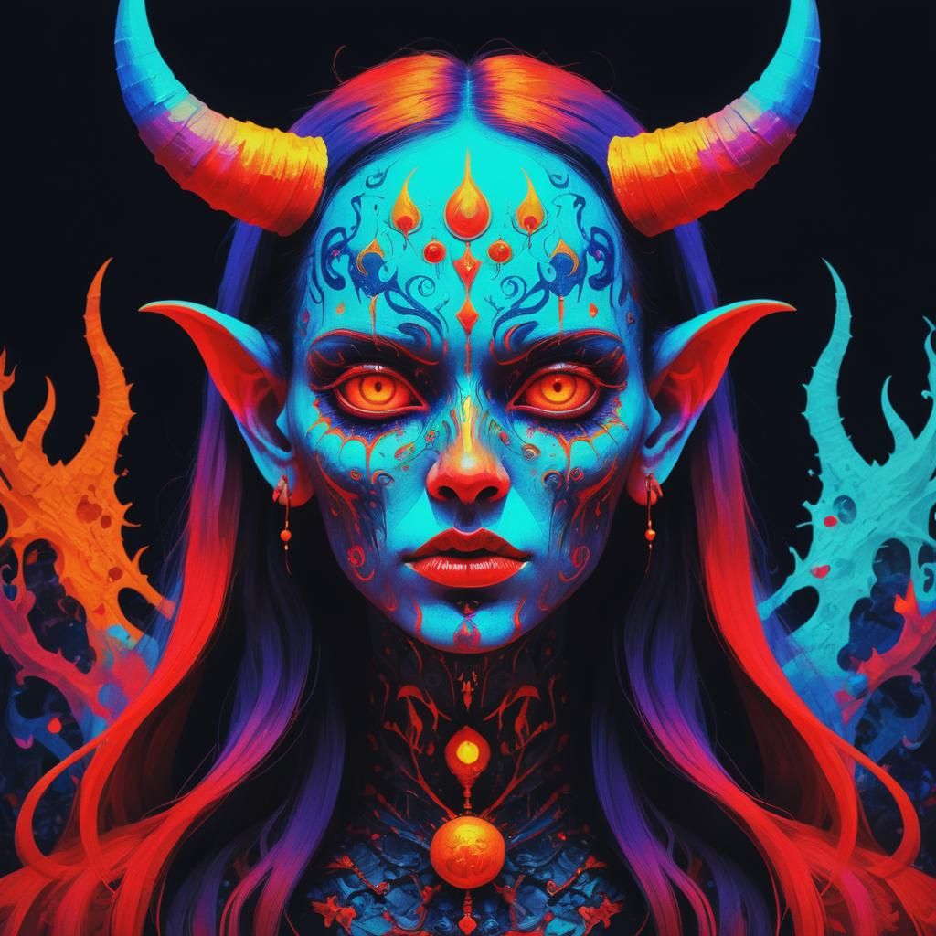 Ethereal Devil: A Gothic Folk Art Fusion