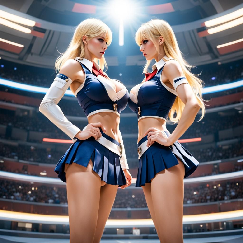 Blonde Women Staredown in Galactic Arena