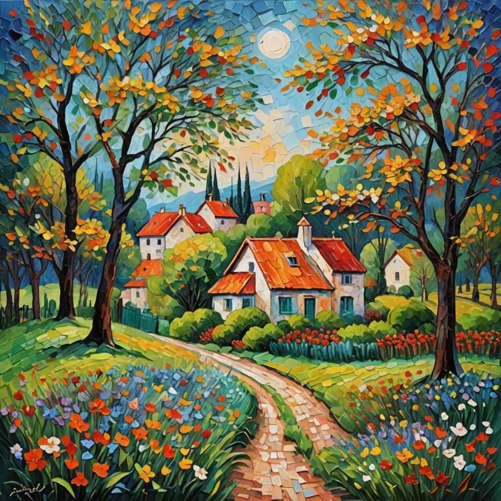 Colorful Impasto Oil Painting in Expressionist Style