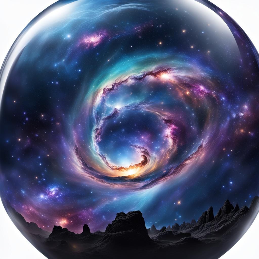 Galaxy in Glass Sphere: Cosmic Art