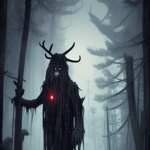 Sinister Wendigo Creature in a Forest