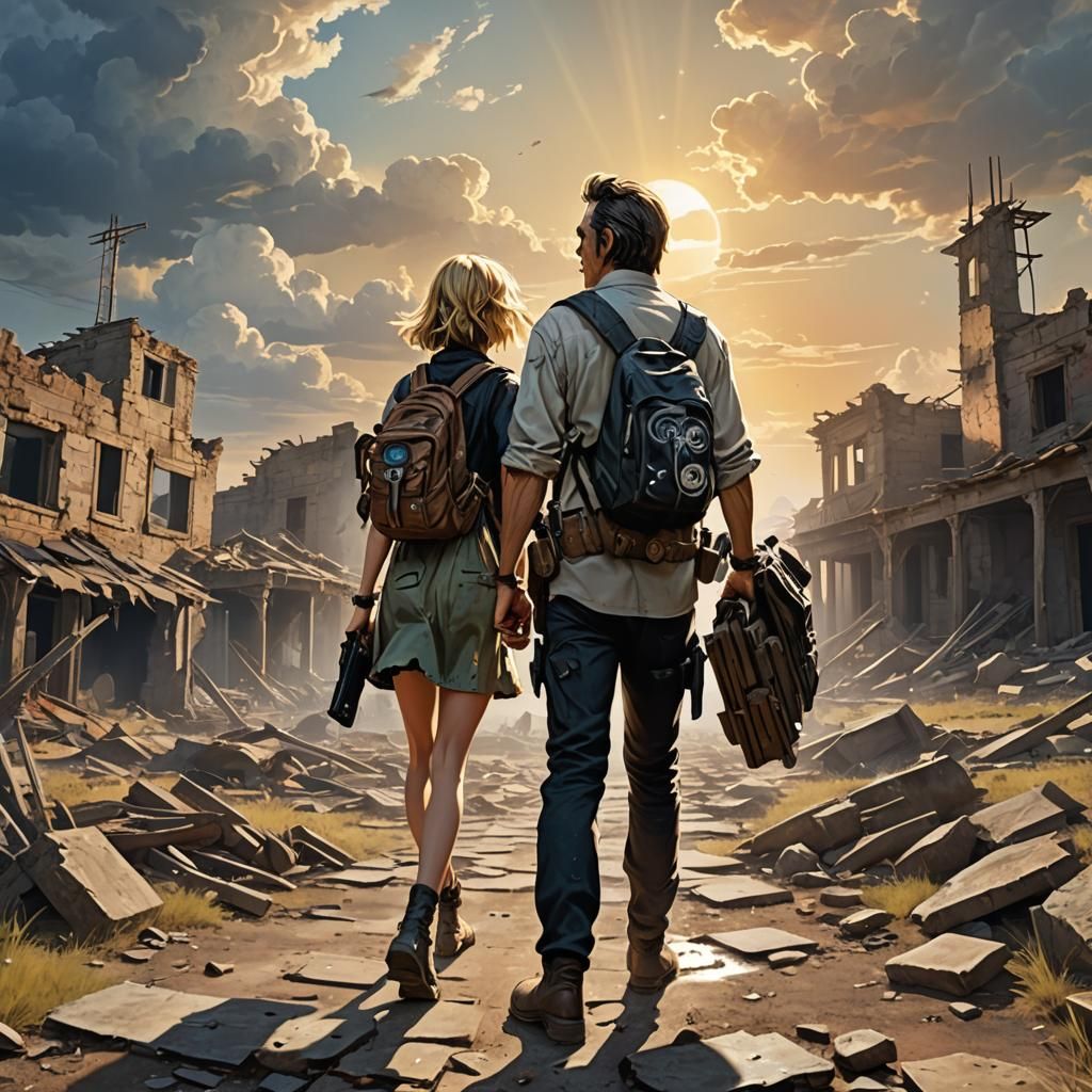 Skeeter Davis and Johnny Cash in Anime Sci-Fi Ruins