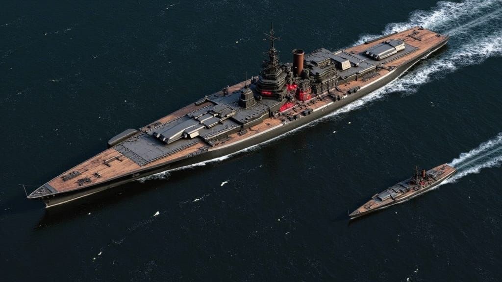 Dystopian Battleship in Dark Industrial Style