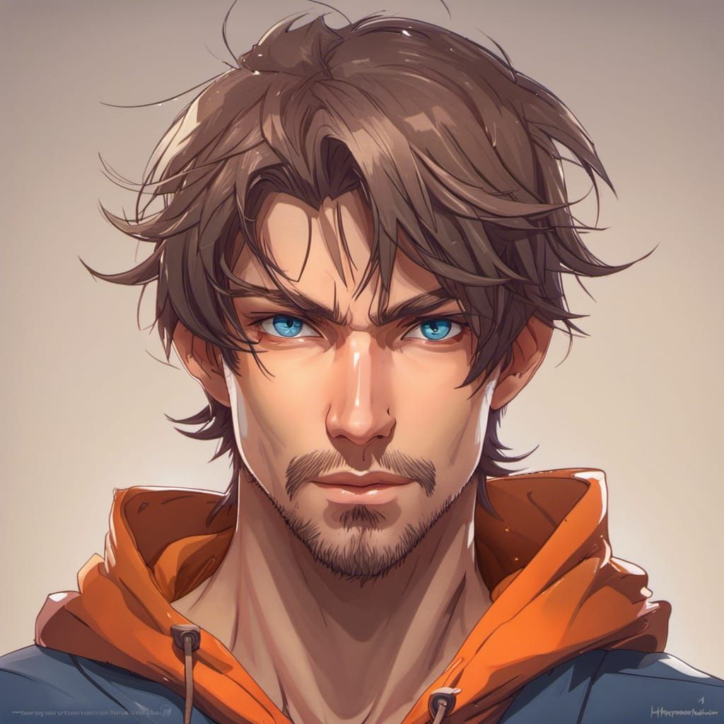 Anime Man Portrait in Digital Art Style