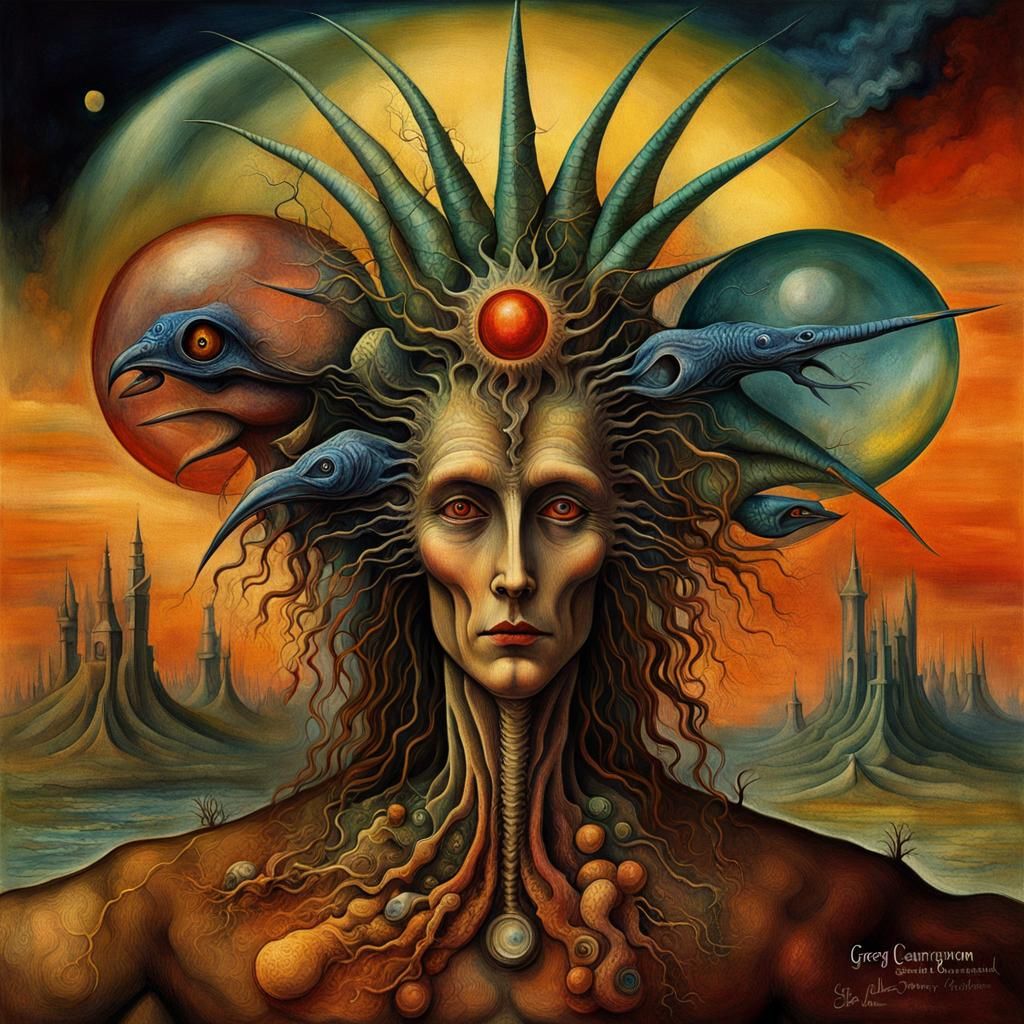 Dreamlike Biometric Surrealism in Watercolor Style