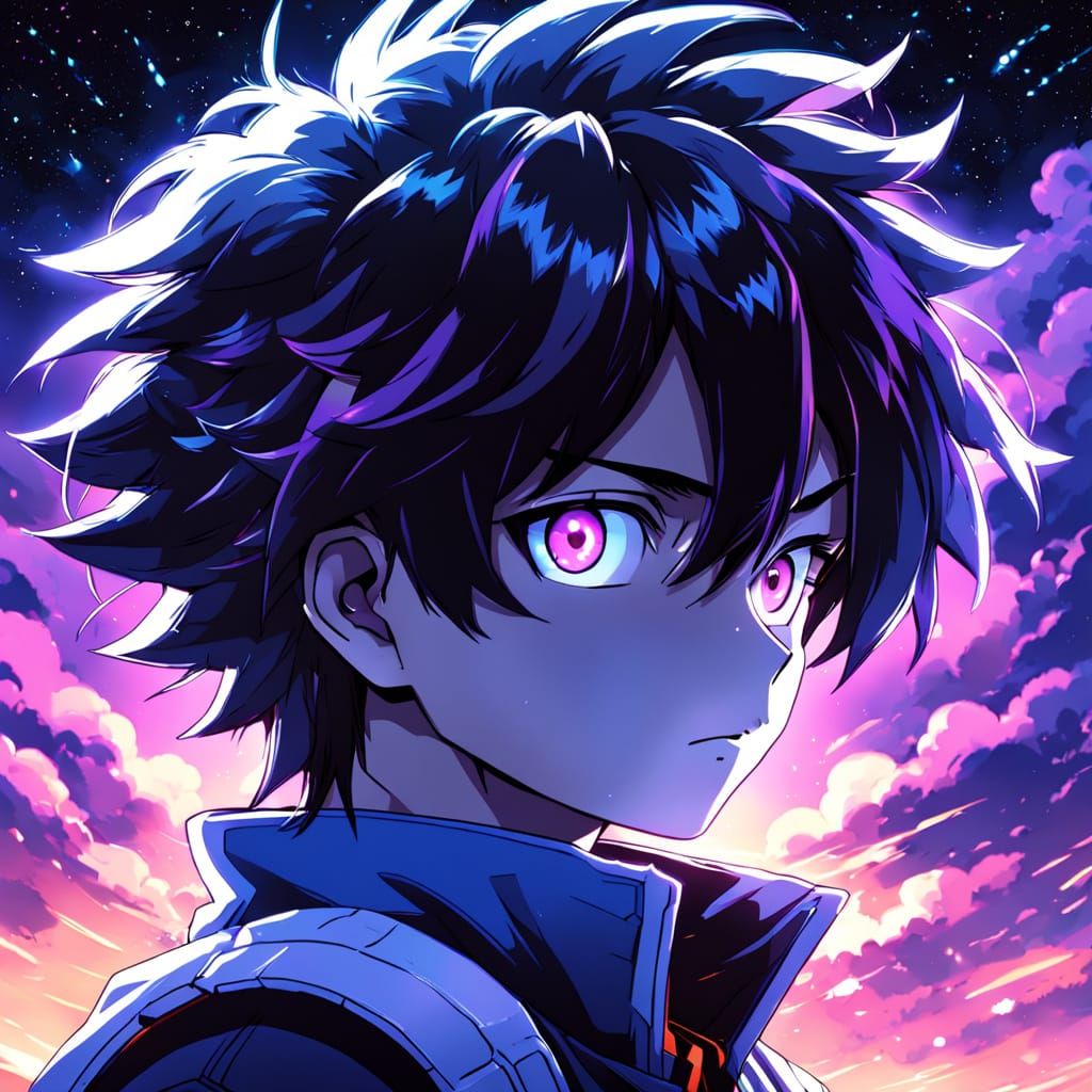 Anime Shadow Boy with Radiant White Eyes