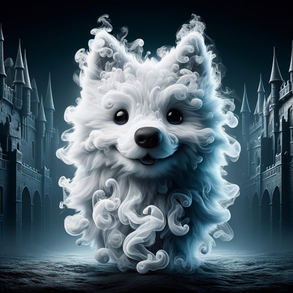 Ghostly Wolf Shaped from Smoke in Dark Castle