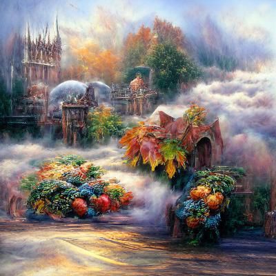 Ethereal Autumn Harvest in Kinkade Style