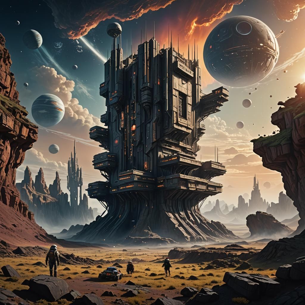 Epic Space Fortress Outpost: Cinematic Digital Painting