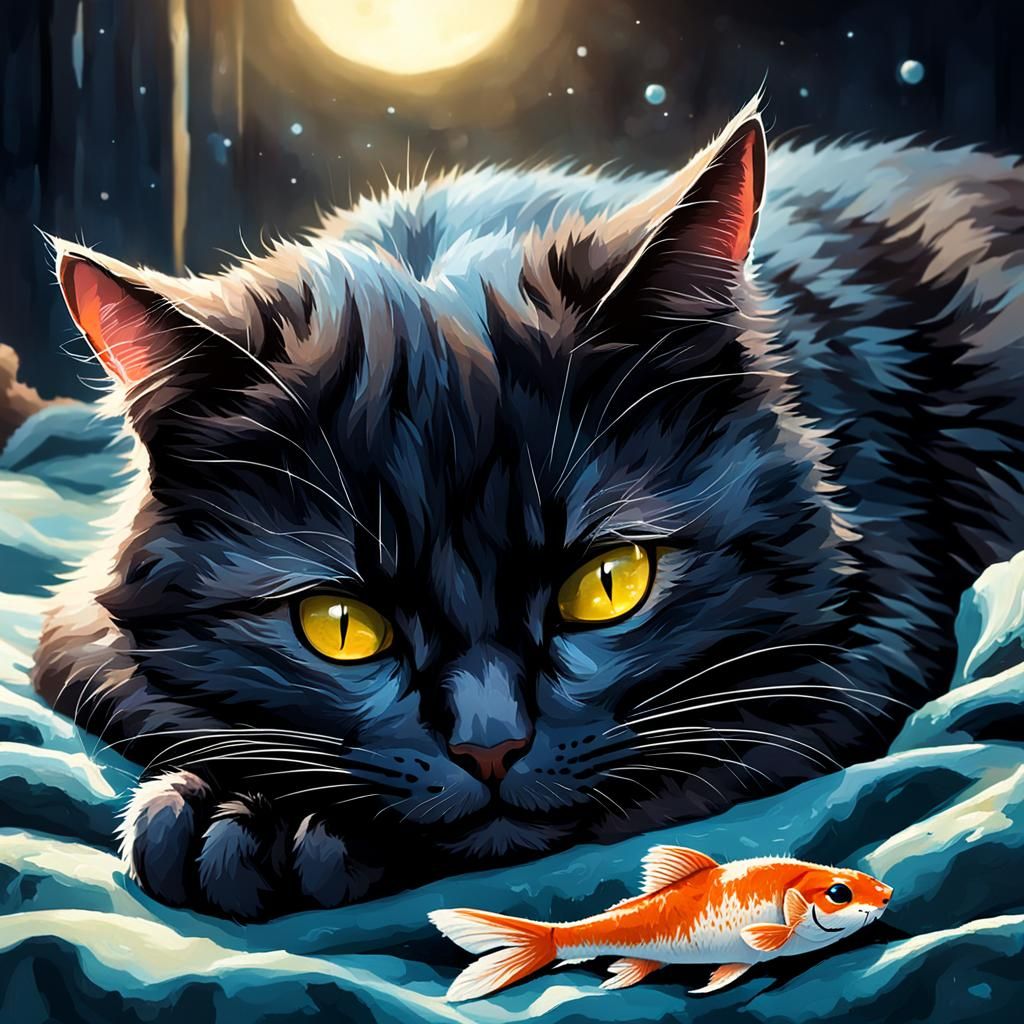 Dreaming Cat Awaits Supper