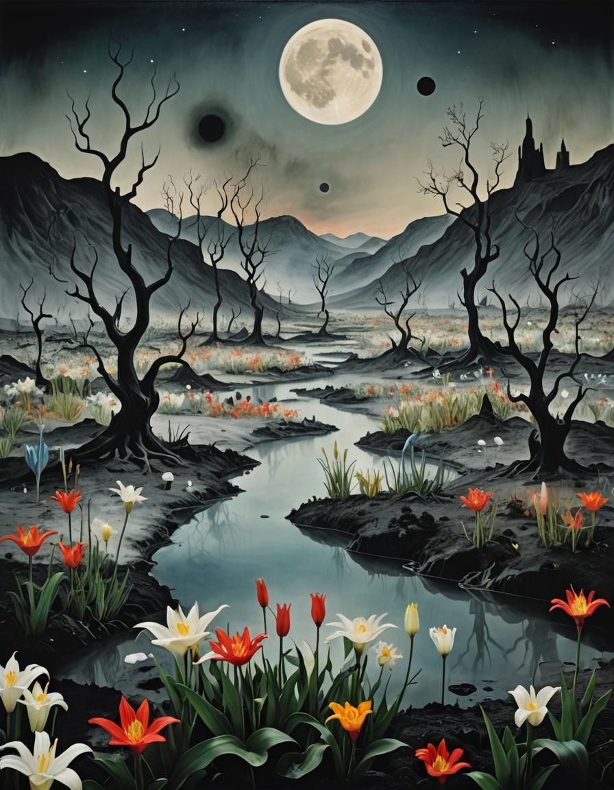 Surreal Nightmare in Liminal Lily Valley