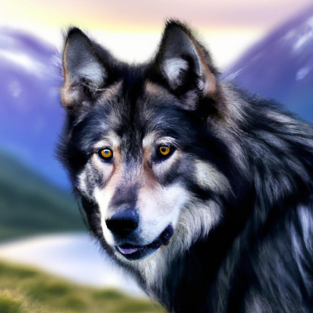 Siberian Wolf Portrait in Hyperdetailed Style