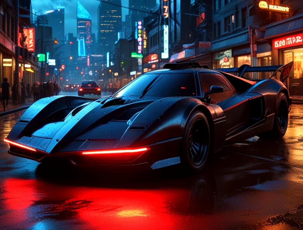 Cyberpunk Vehicle Speeds Through Neon-Lit Metropolis