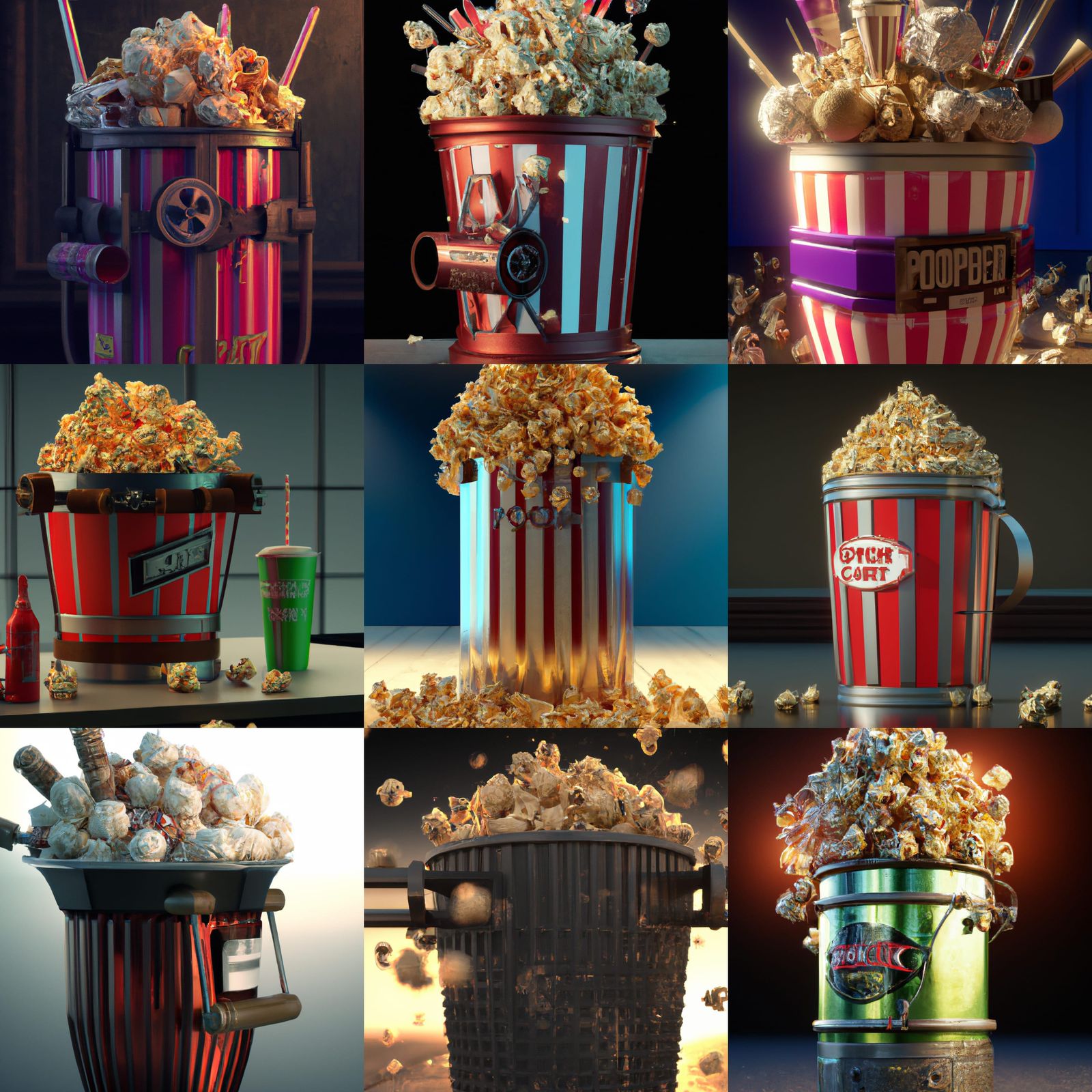 Popcorn Bucket Filled with RAM: 3D Render