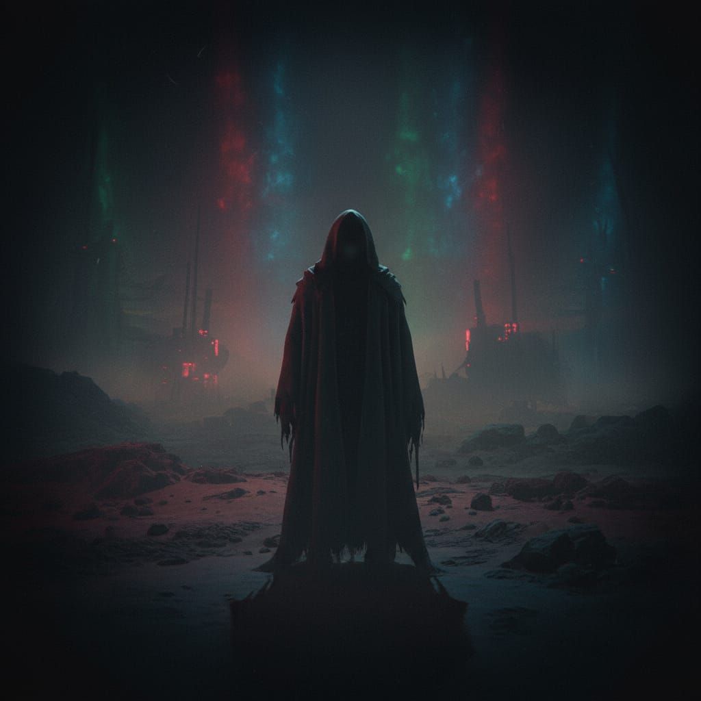 Ominous Figure in Dark Atmospheric Lighting