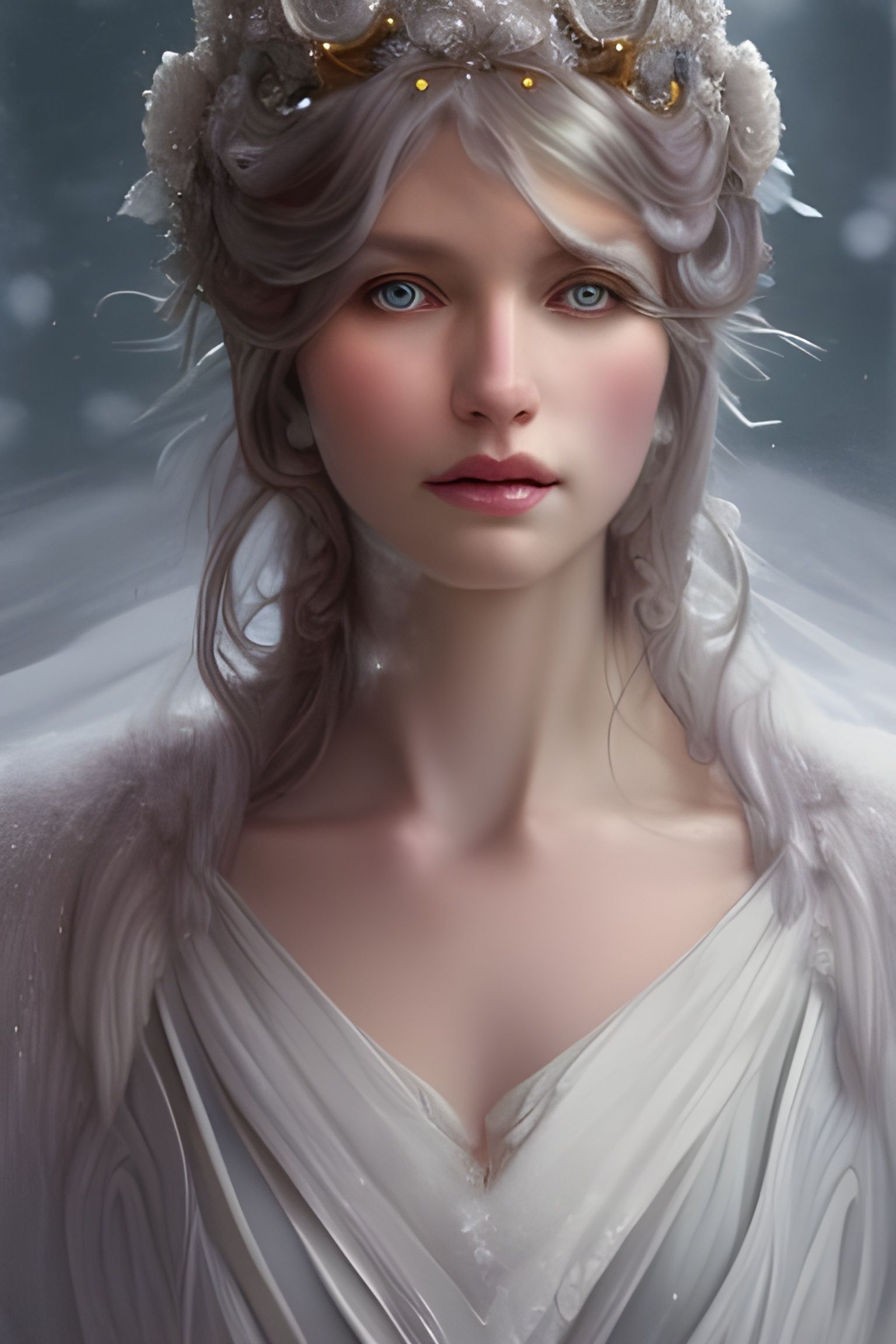Hyperdetailed Portrait of a Snow Queen in 8K