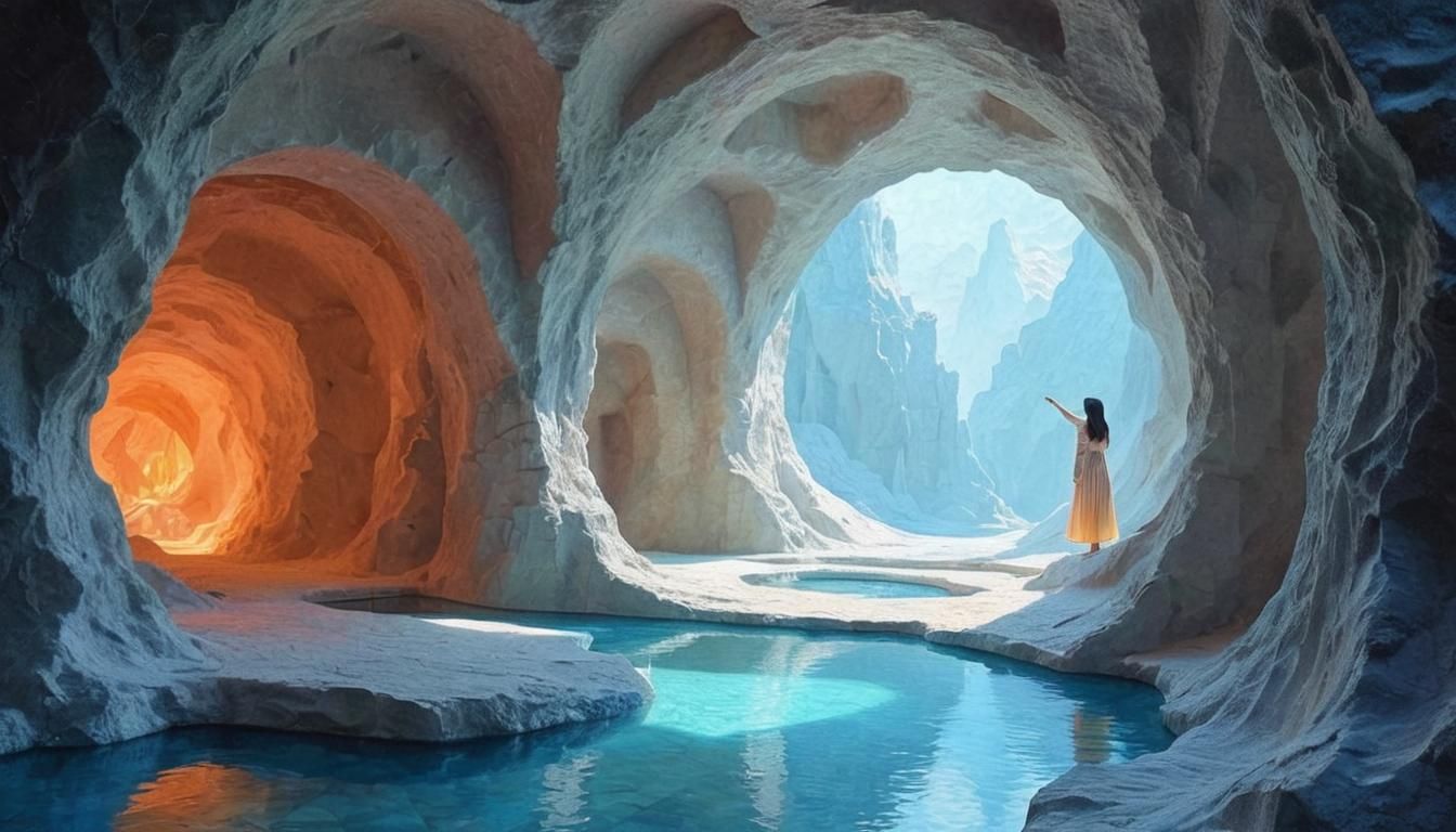 Surreal Cubist Cave Dreamscape in Spectrolite