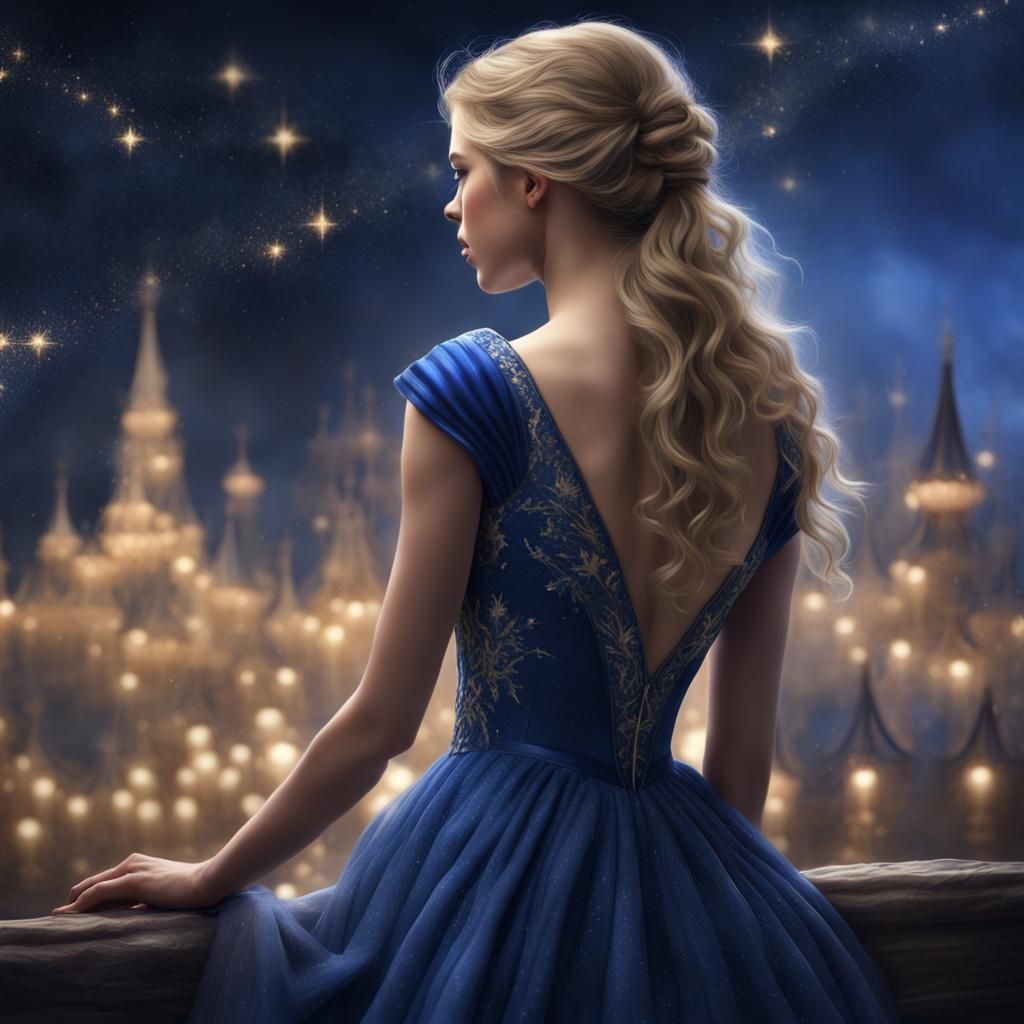 Teenage Girl in Starlight Dress: Fantasy Art