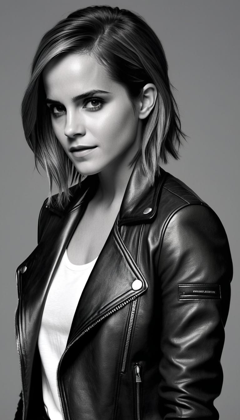 Glamourous Portrait in Black and White, Hyperrealistic Style