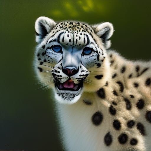 Snow Leopard Cub in Hudson River School Style