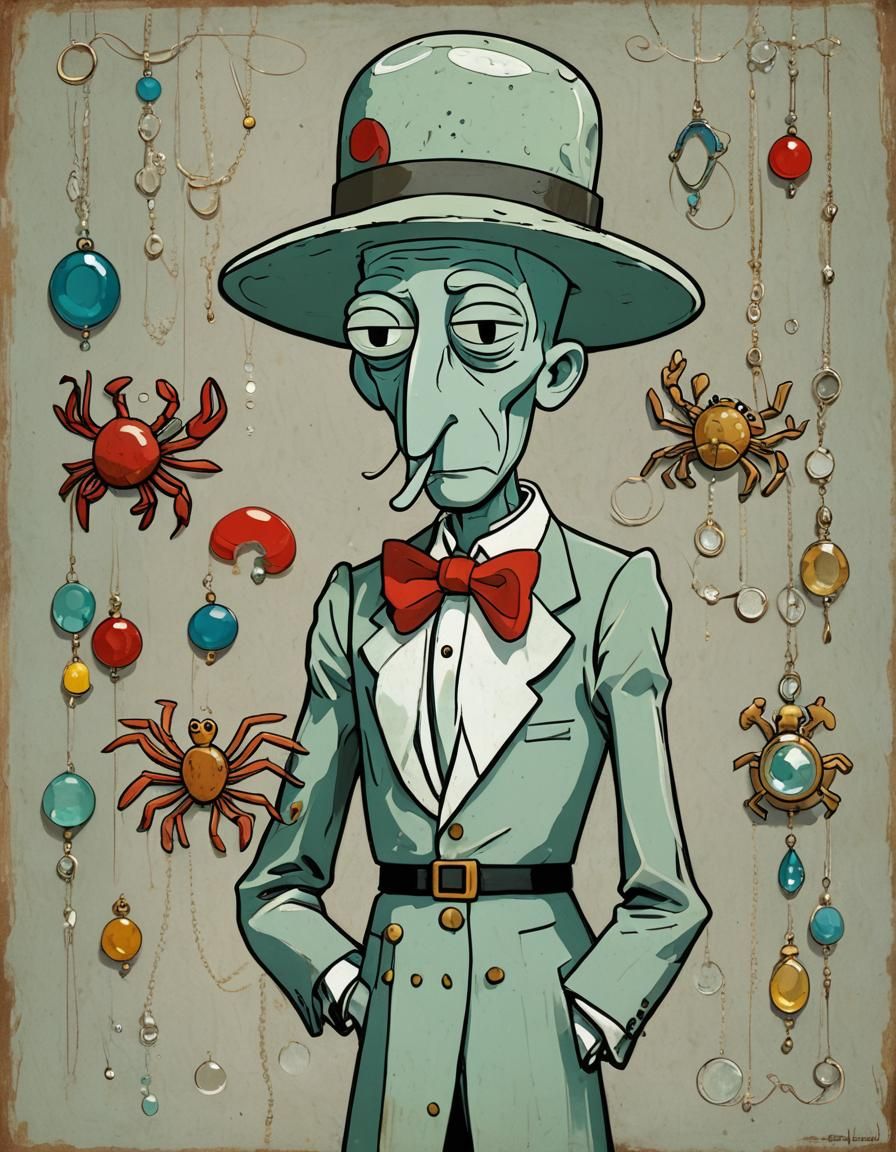 Squidward Tentacles Movie Poster: De Stijl and Impressionism