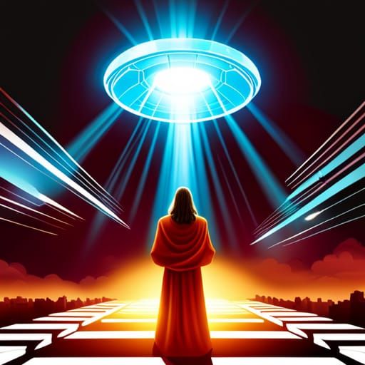 Cinematic Jesus Ascension in Cosmic Art