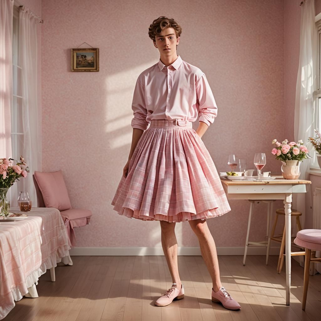 Boy in Pink Dress: Softbox Fashion Photography