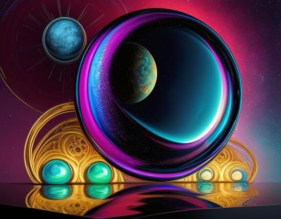 Alien Reflection in Cosmic Mirror, Surrealist Masterpiece