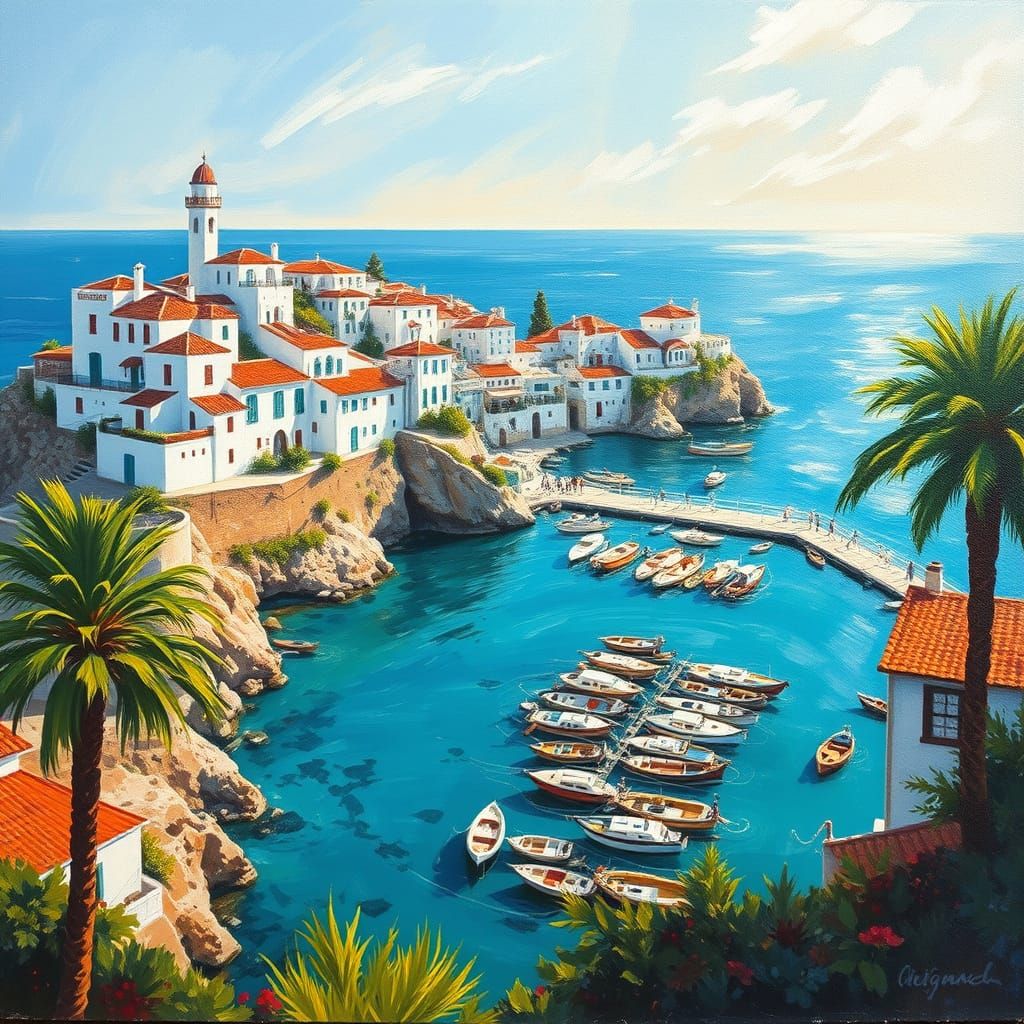 Picturesque Coastal Village by Turquoise Ocean