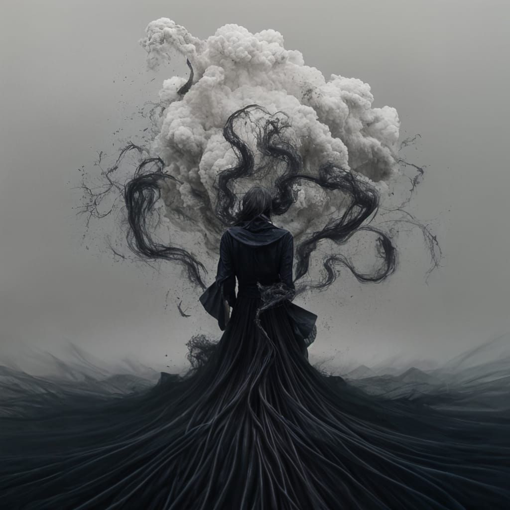 Ephemeral Ash Clouds Envelop a Desolate Landscape