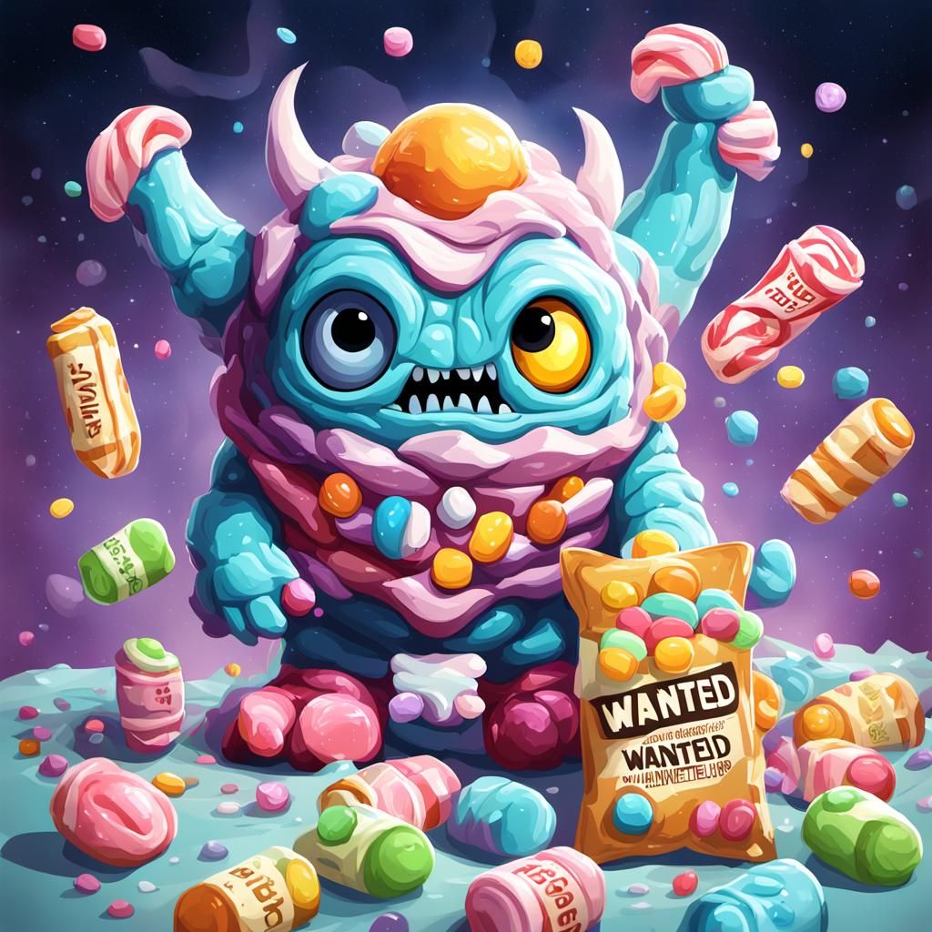 Adorable Candy Monster Wanted Poster