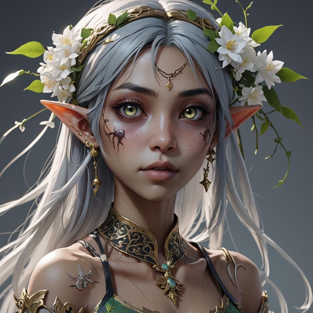 Detailed 3D Anime Jasmine Zombie Elf