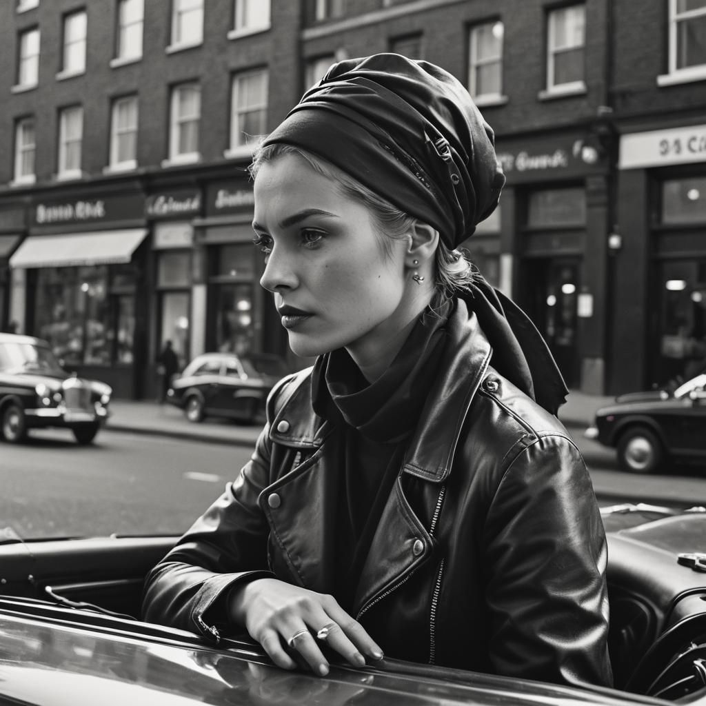 Film Noir: Woman in Convertible Car, London Street