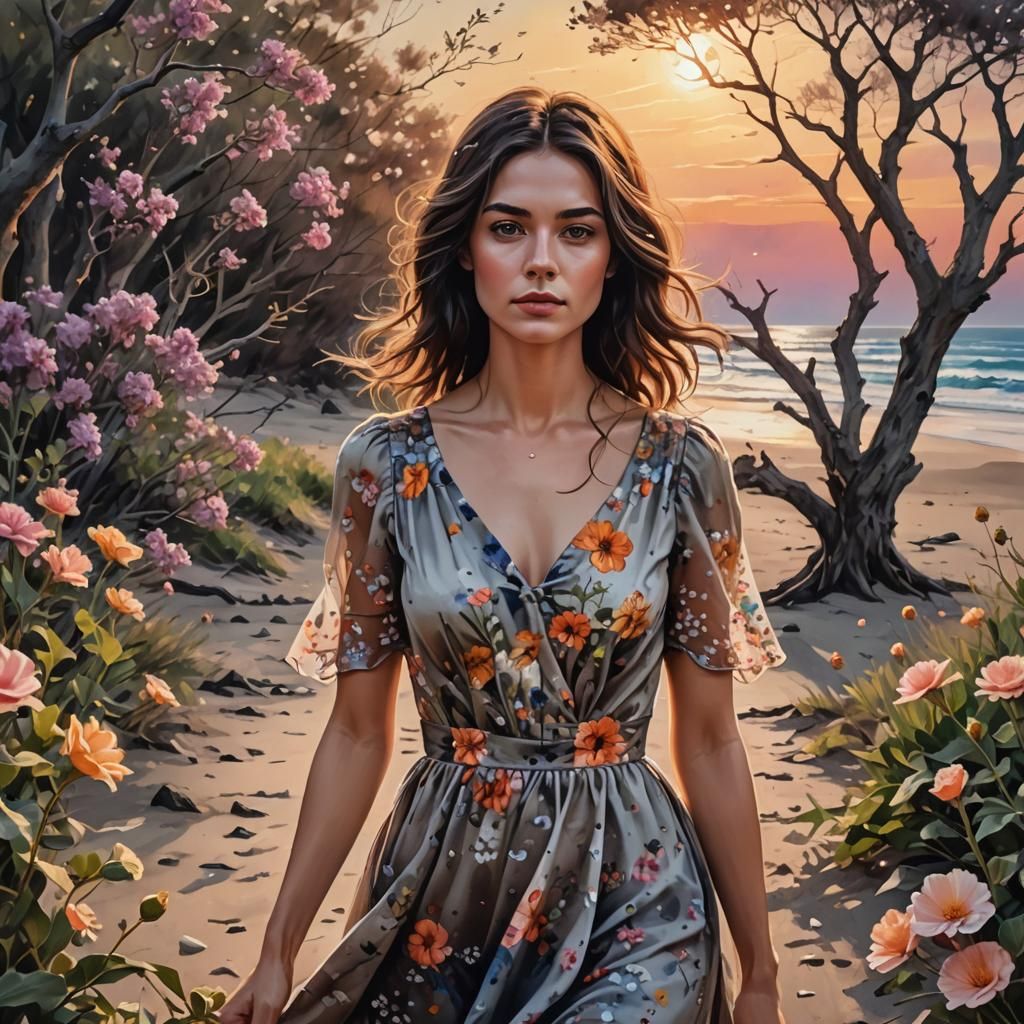 Fantasy Woman in Hyperrealistic Digital Oil Painting