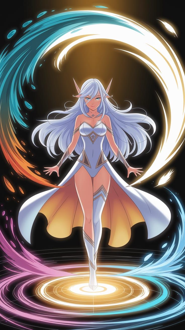 Ethereal Anime Mage Commands Elemental Forces