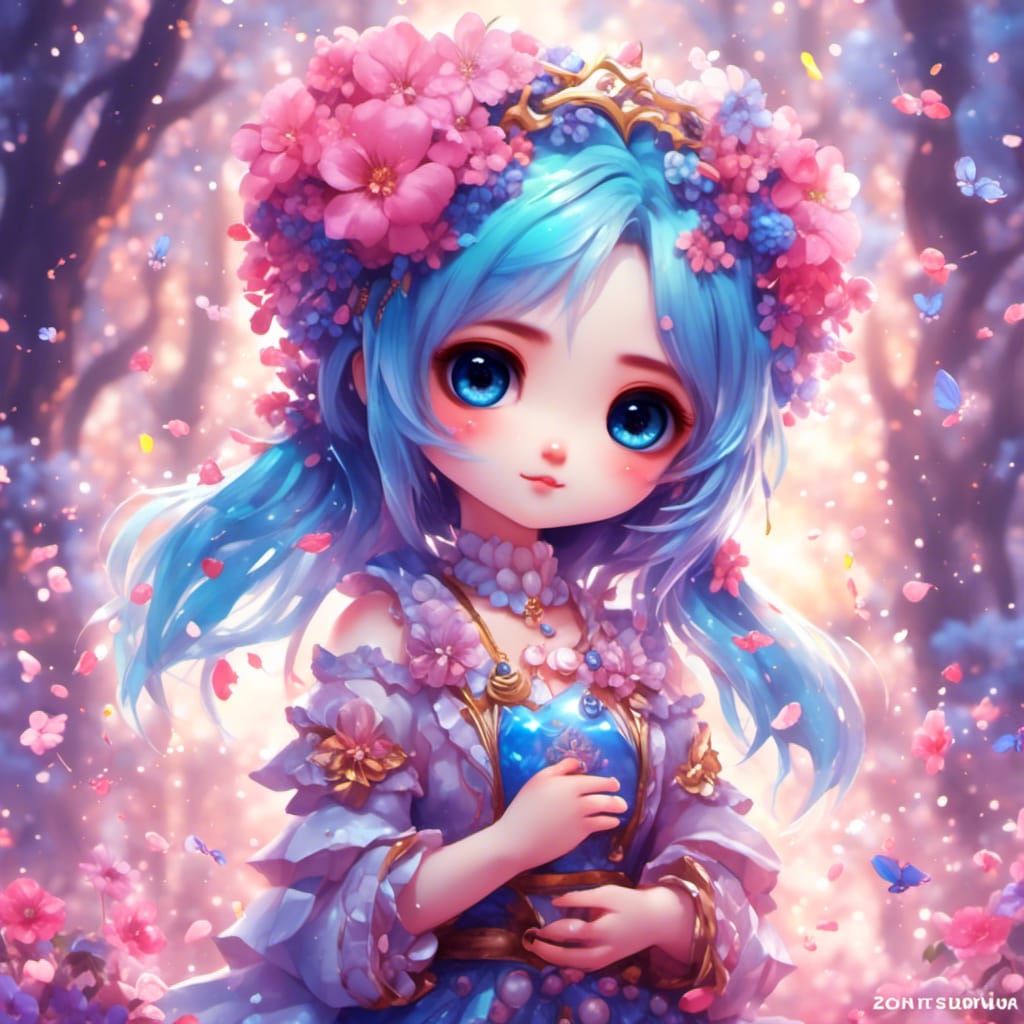 Enigmatic Chibi Girl in Pastel Colors