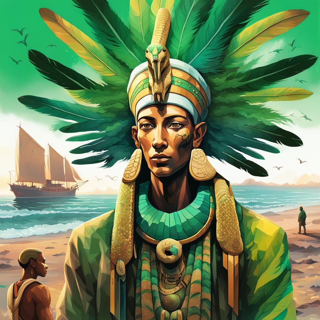 Akhenaten as Graffiti Art on a Beach