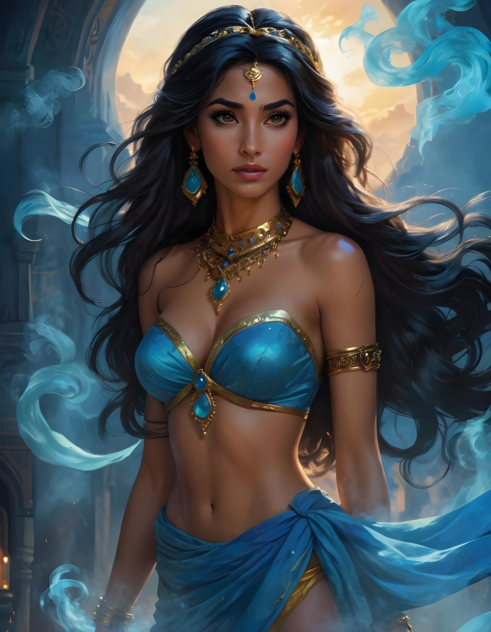 Stunning Princess Jasmine in Arabian Nights Landscape