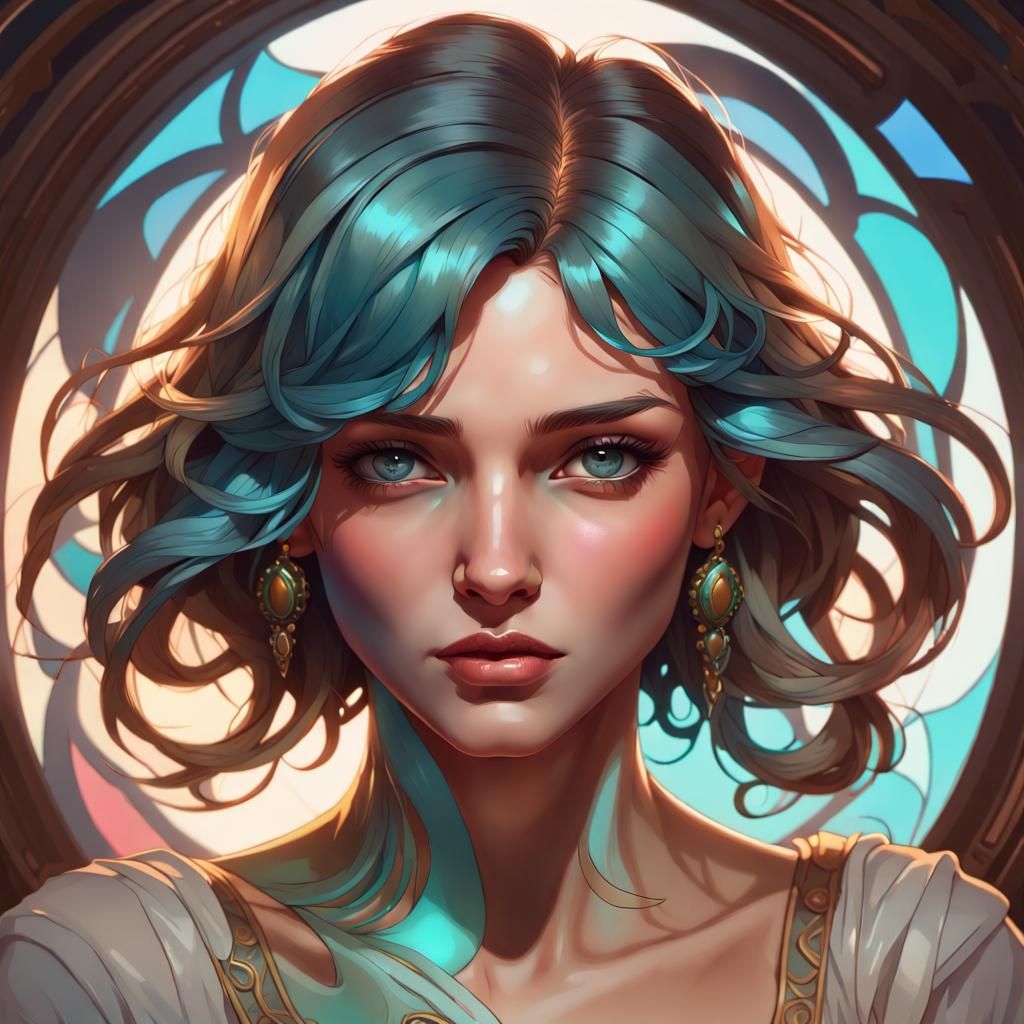 Detailed Portrait in Art Deco Anime Style