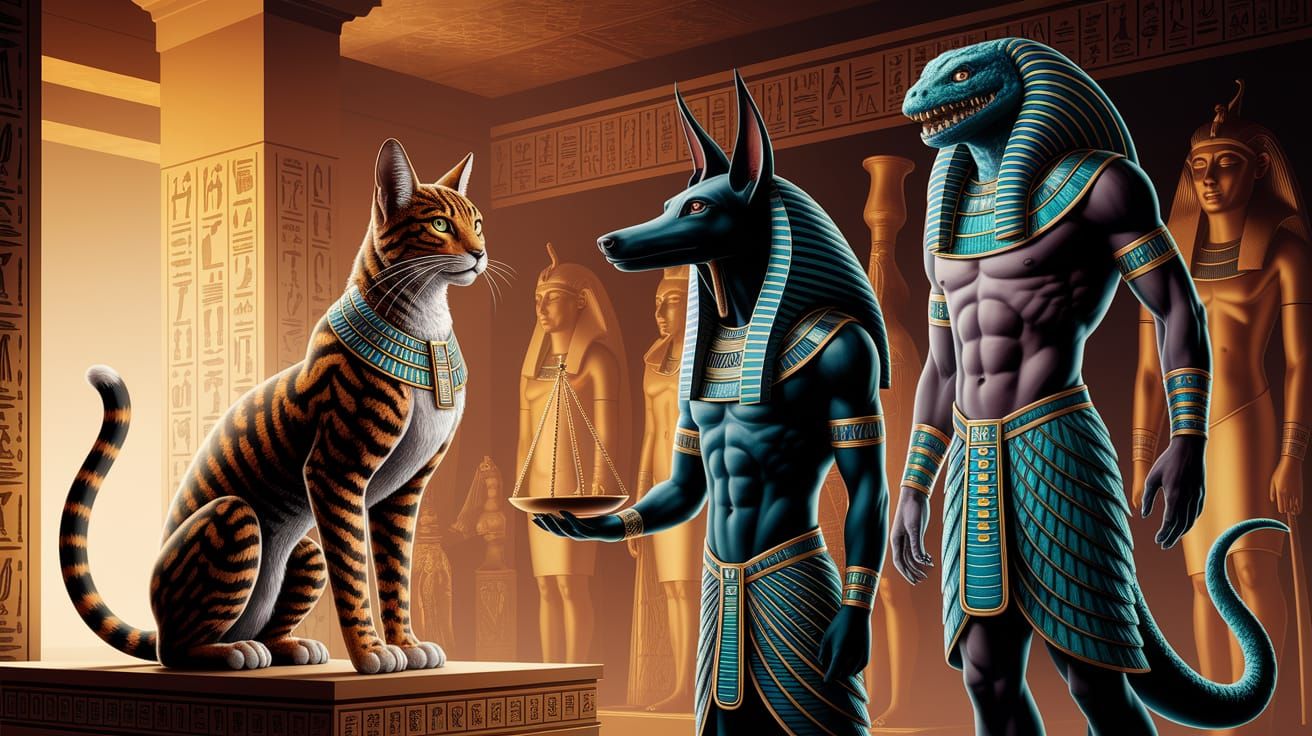 Egyptian Gods Gather in Ancient Temple