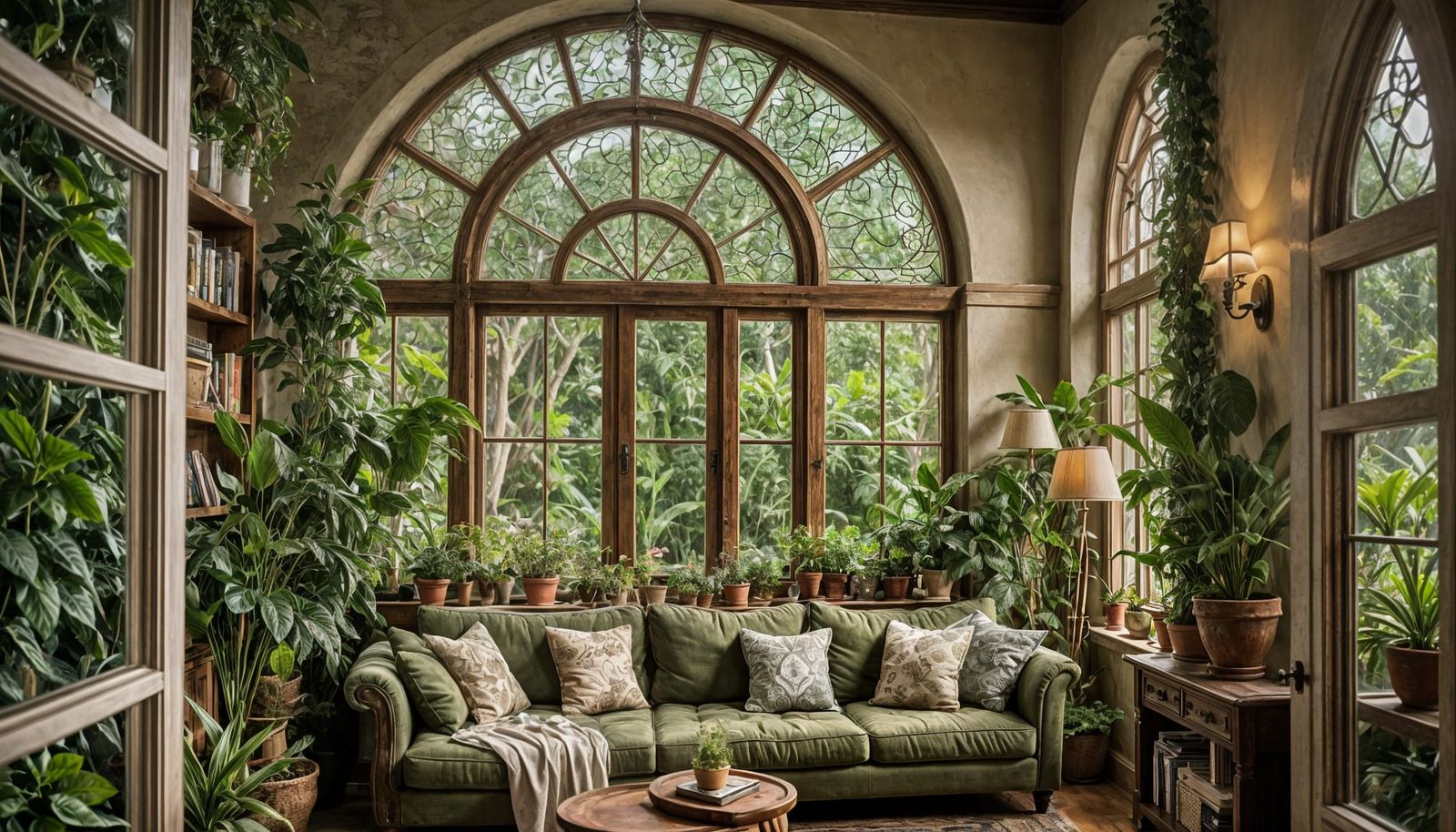 Elf House Living Room with Intricate Windows