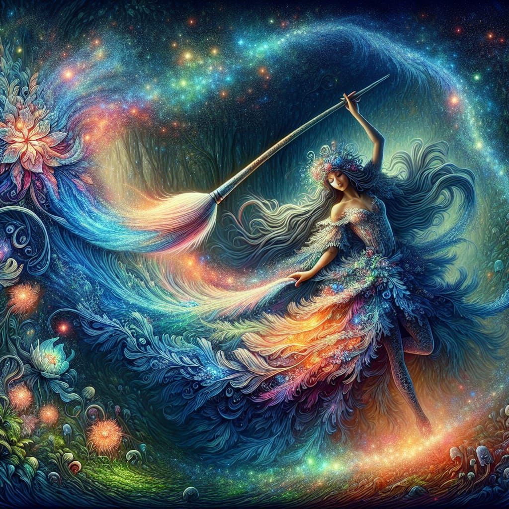 Hispanic Enchantress Paints an Enchanted Forest