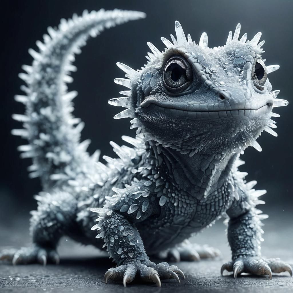 Icy Two-Legged Lizard in Macro Shot