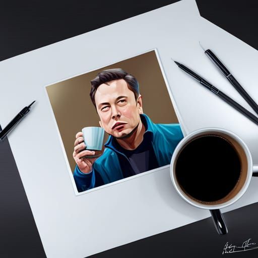 Elon Musk Coffee Portrait in Hyperdetailed Digital Art