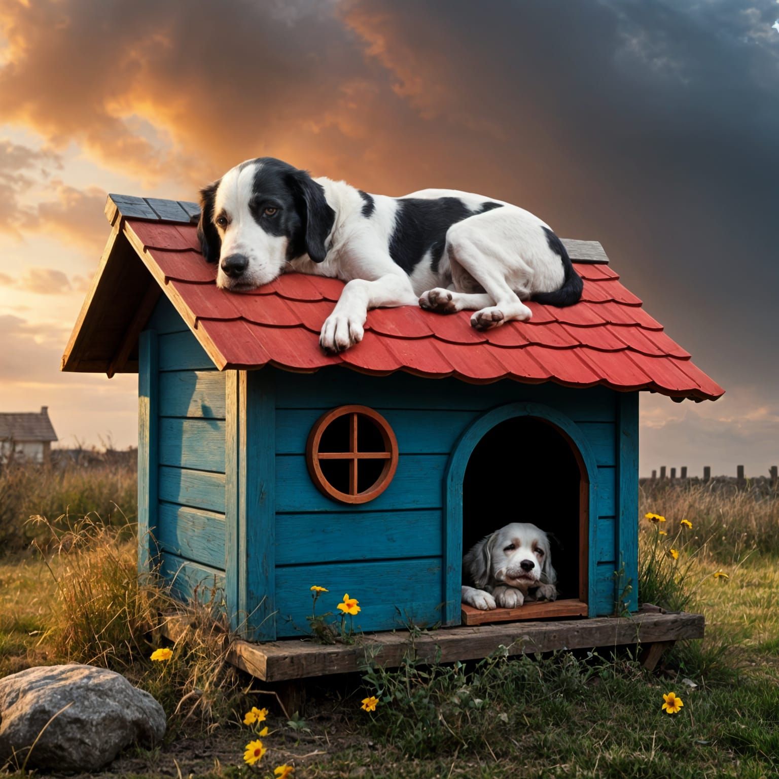 Snoopy Asleep on Doghouse Roof
