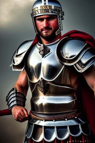 Detailed Roman Gladiator in Hyperrealistic Dark Fantasy Styl...