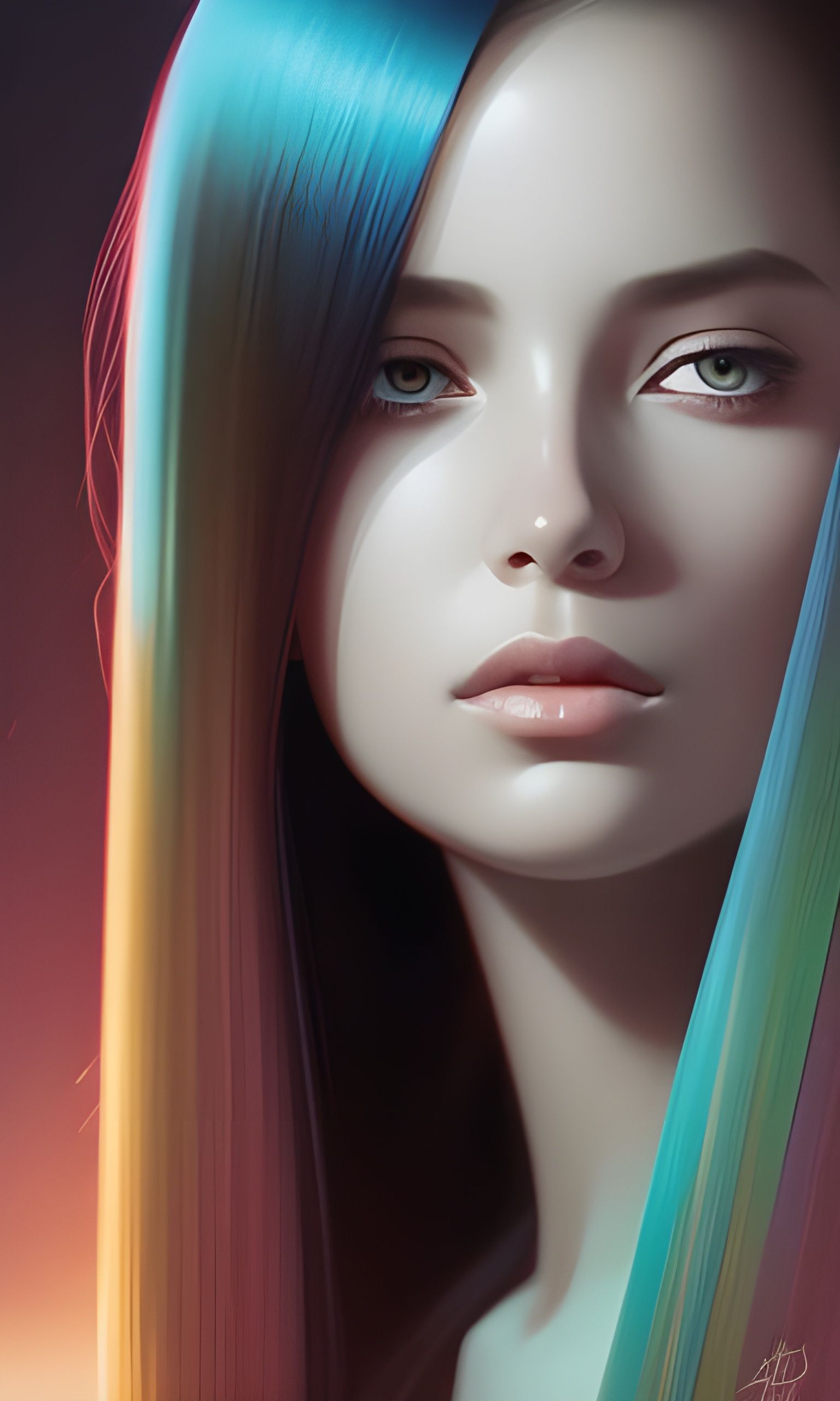 Detailed Portrait of Girl in Art Nouveau Style