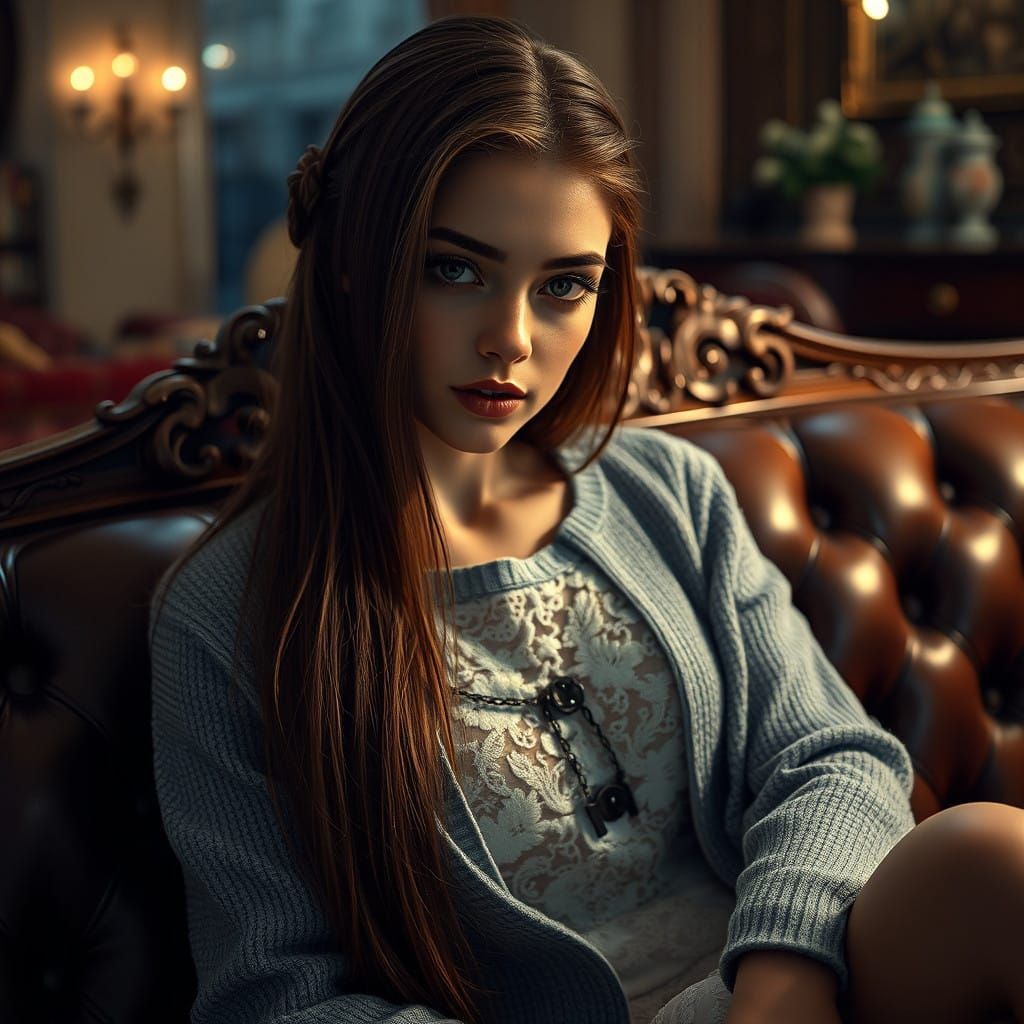 Elegant Woman in Lavish Abode