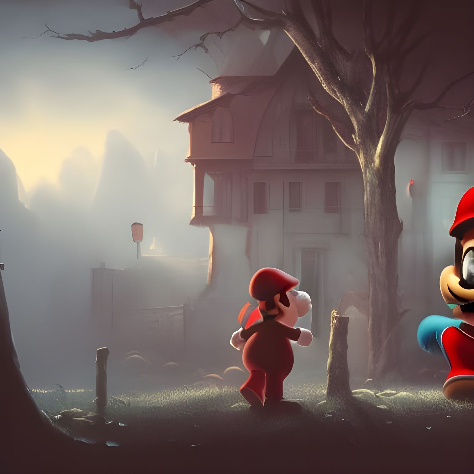 Mario in Horror Movie: Detailed Matte Painting