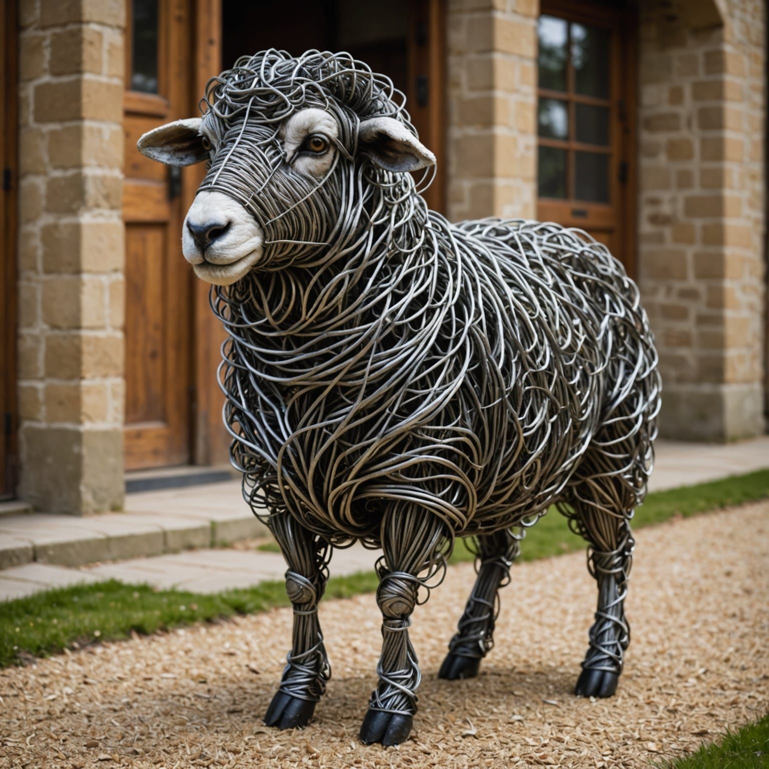 Steel Wire Sheep Sculpture
